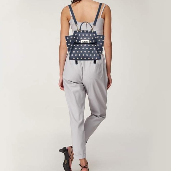 NWT ZAC Zac Posen Eartha Pearl Studded Convertible Bag in Navy - Picture 6 of 7